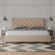 Letto imbottito Matrimoniale 180x210 cm Priya - Similpelle,Senza rete,Tortora