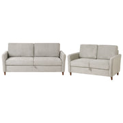 Set da salotto costituito da divani da 2 e 3 posti rivestito in tessuto con braccioli grigio soggiorno stile moderno