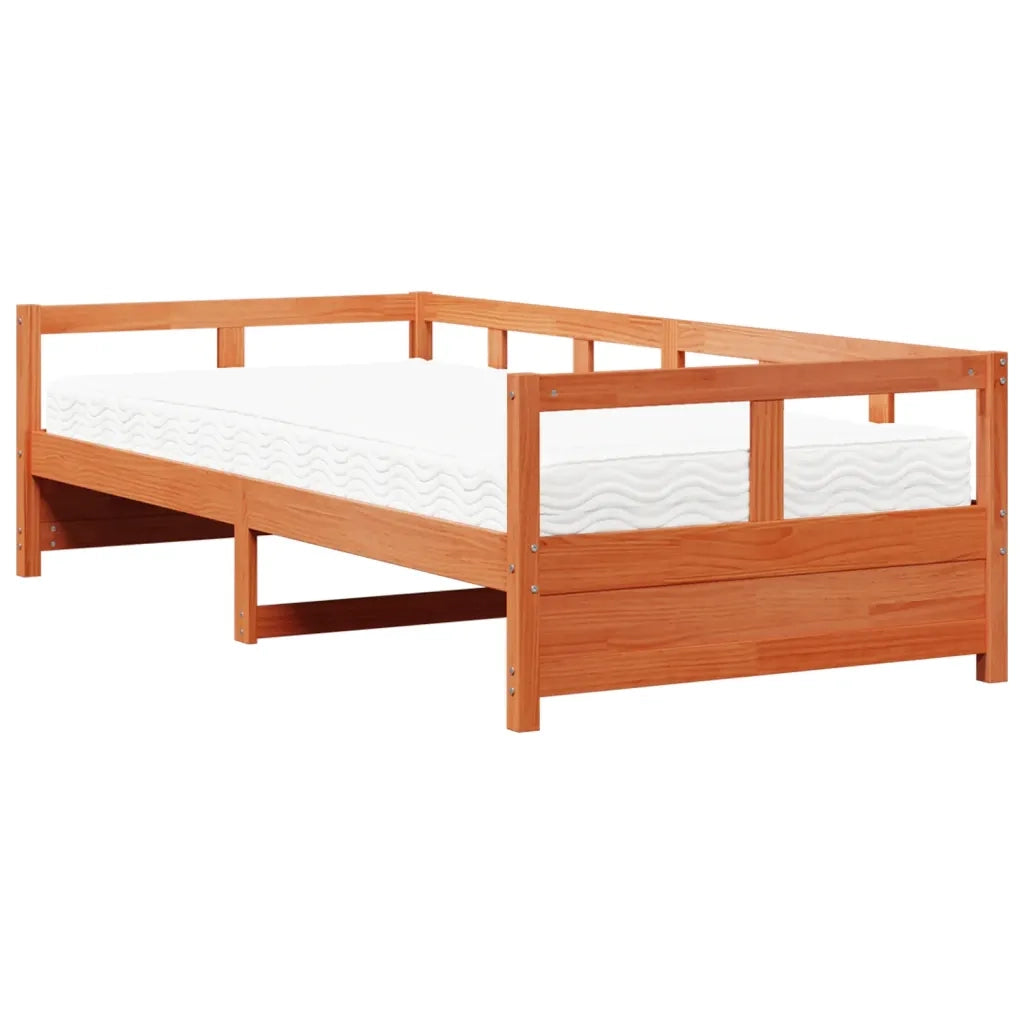 Dormeuse con Materasso Marrone 80x200 cm Legno Massello di Pino 3321049