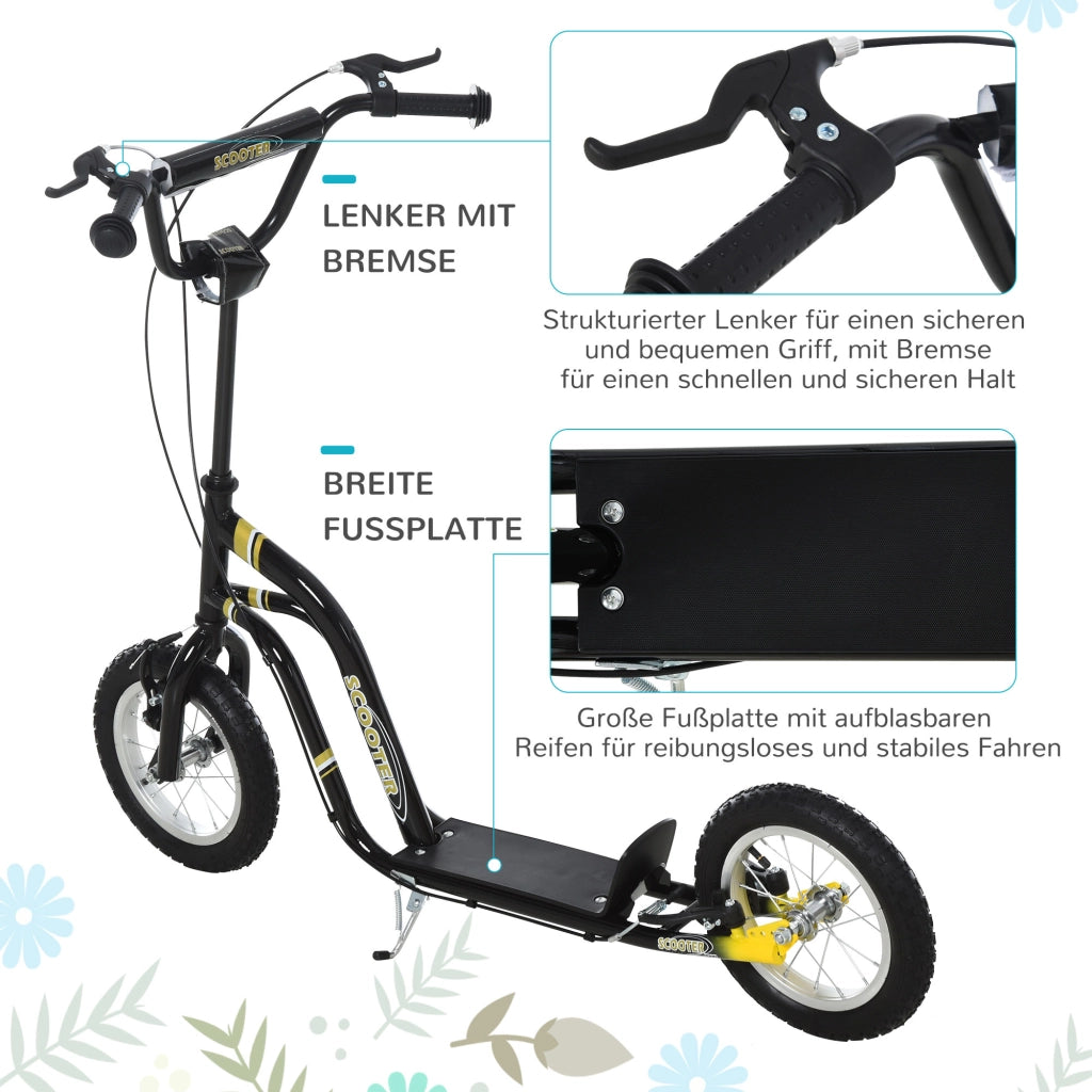 Scooter per Bambini 12 Pollici con Freni ¨C Zephmum ¨C Nero Metallico