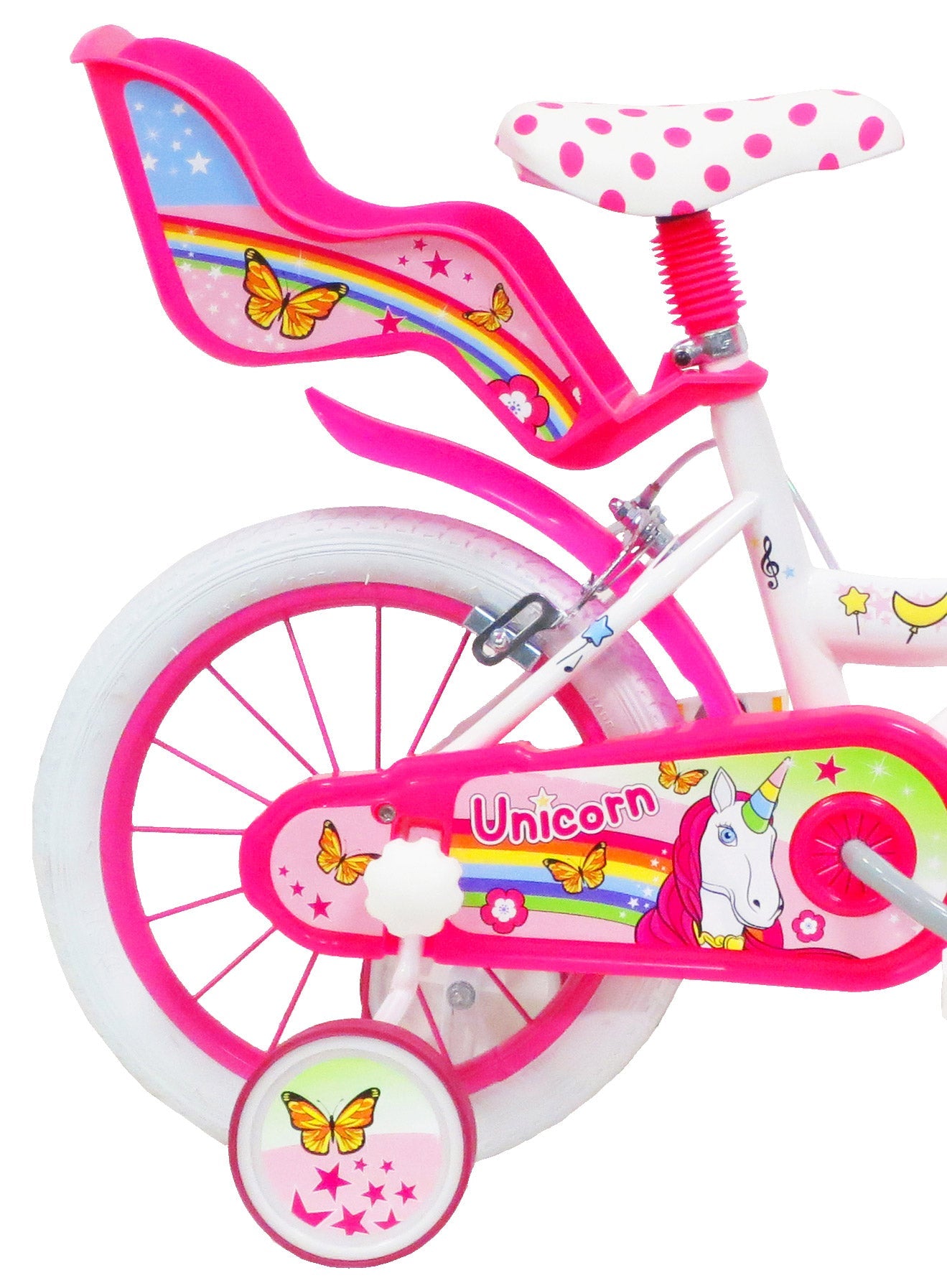 Bicicletta per Bambina 14" 2 Freni  Unicorno Bianca/Rosa
