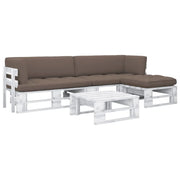 Set Divani a Pallet e Cuscini 4 pz in Pino Impregnato Bianco cod mxl 40684