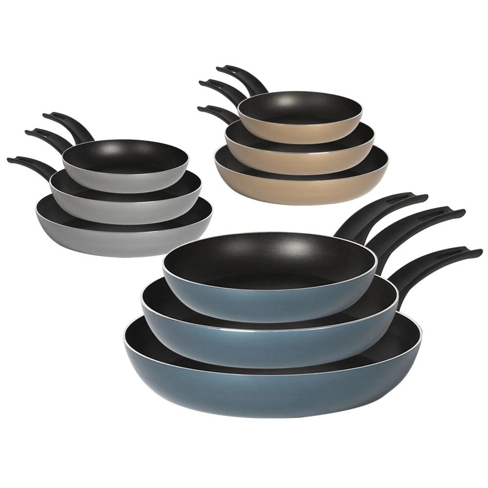 Trade Shop - Set 3pz Padelle Antiaderenti In Alluminio Hi-titanium ⌀20/24/28cm Piano Cottura Induzione -