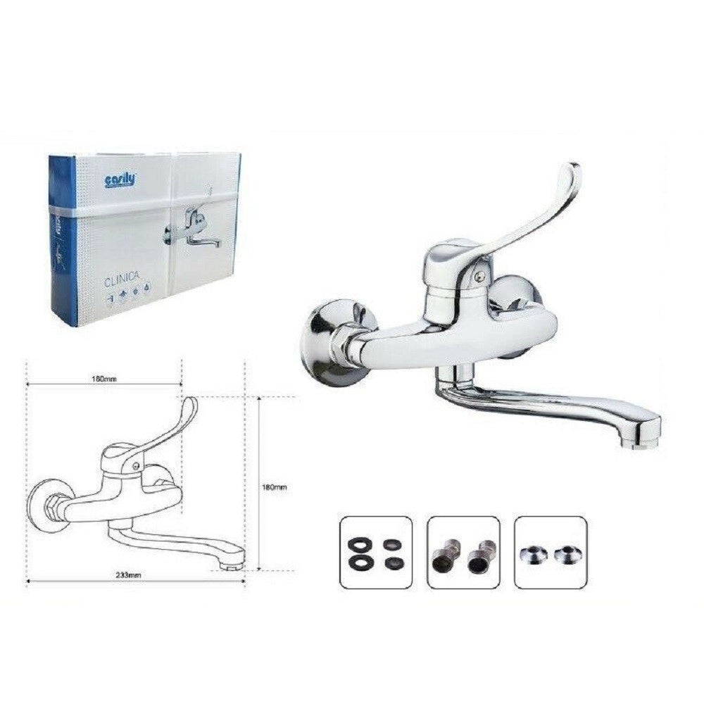 Trade Shop - Miscelatore Rubinetto Lavello Cucina Vasca Muro Parete Monocomando Clinica 69207 -