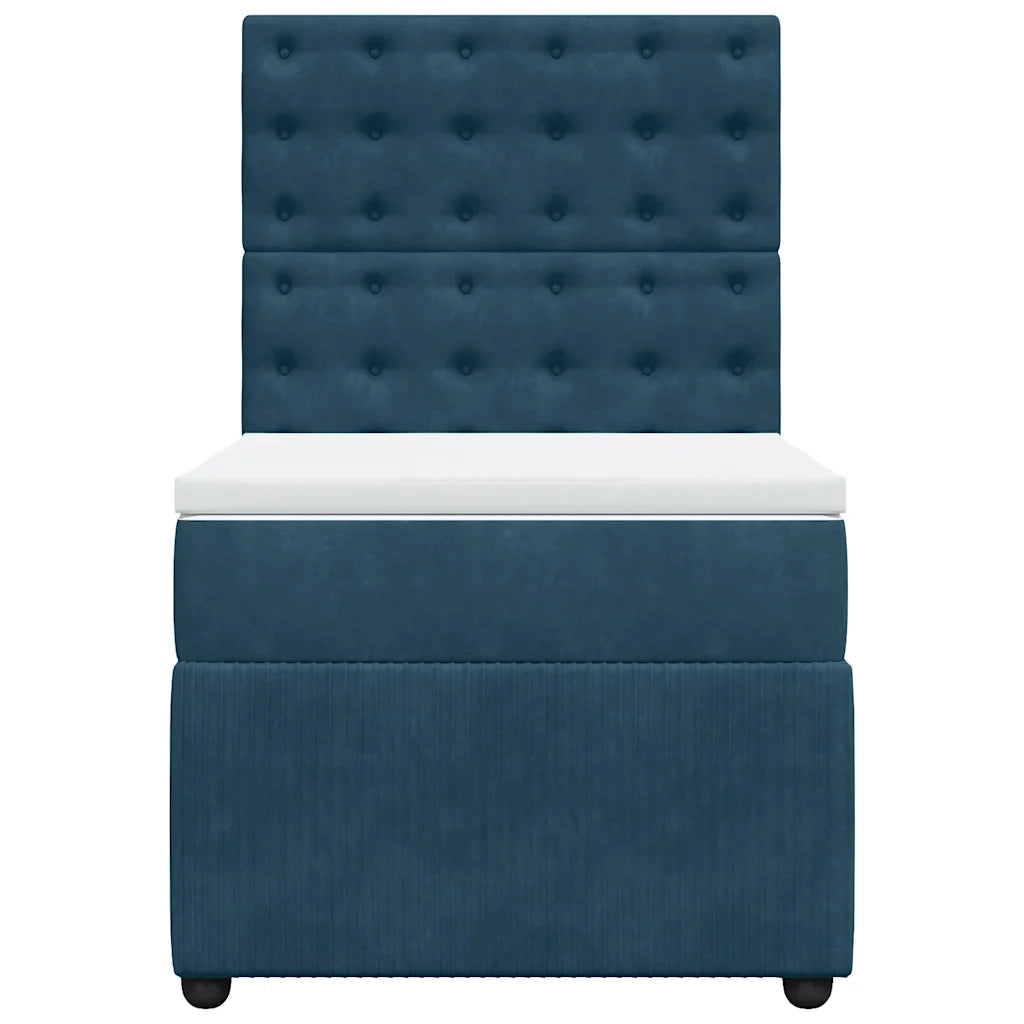 Giroletto a Molle con Materasso Blu 90x200 cm in Velluto