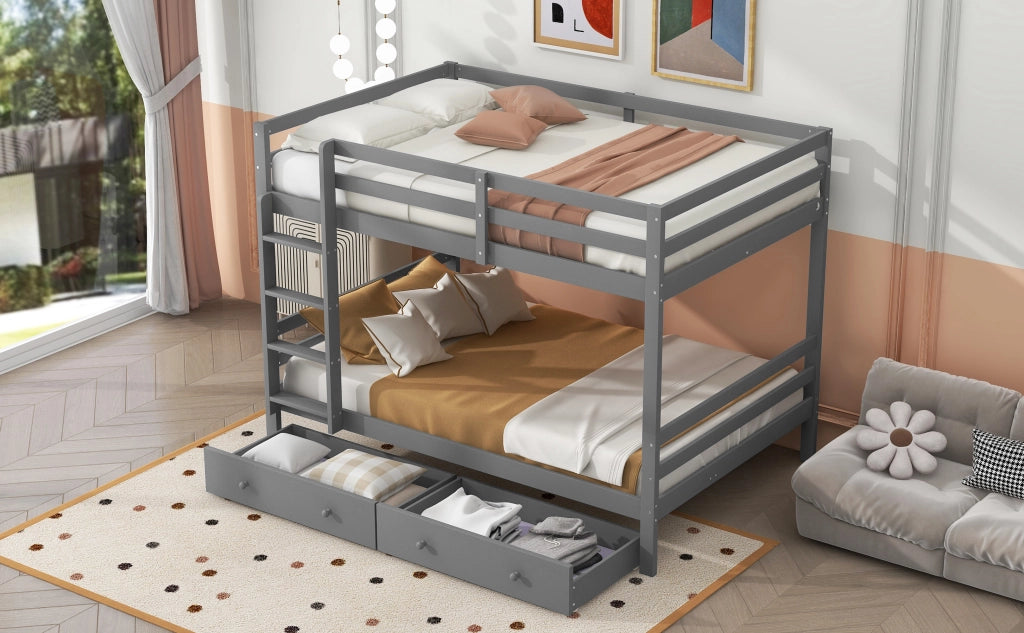 LETTO A CASTELLO 140x200 cm Grigio in pino e MDF con materasso incluso