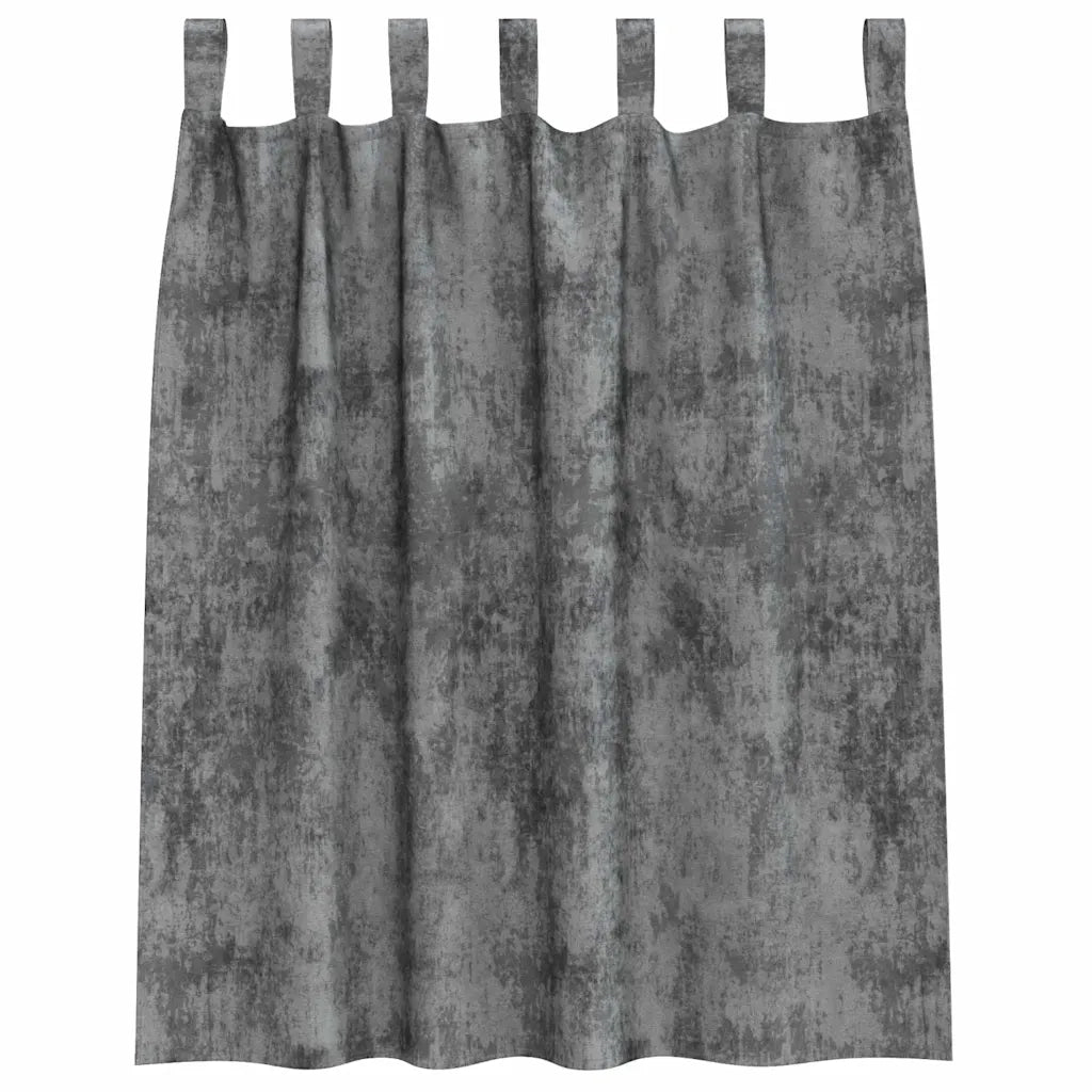Tende in Velluto con tende 2 pz Grigio 140 x 140 cm Velluto