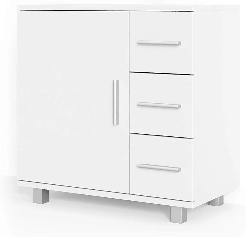 Mobile sottolavabo per bagno Ilias, Bianco, 60 x 60.8 cm, con intaglio per sifone per l'installazione su lavabo