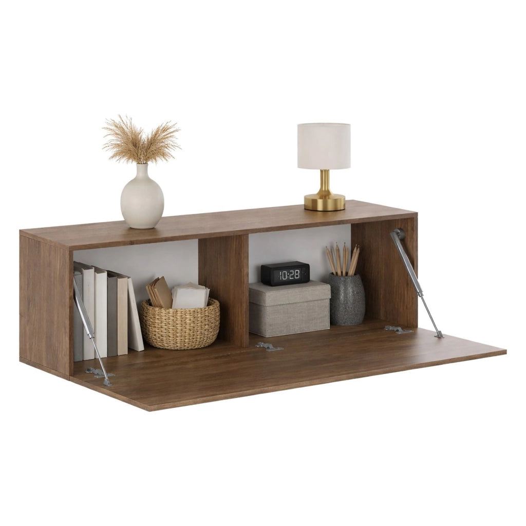 Laghetto, Mobile Pensile Modulabile, 150x40h cm Marrone Noce