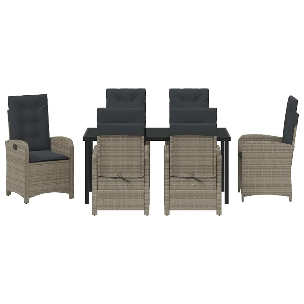 Set da Pranzo per Giardino con cuscino 7 pcs Grigio polyrattan 3380278