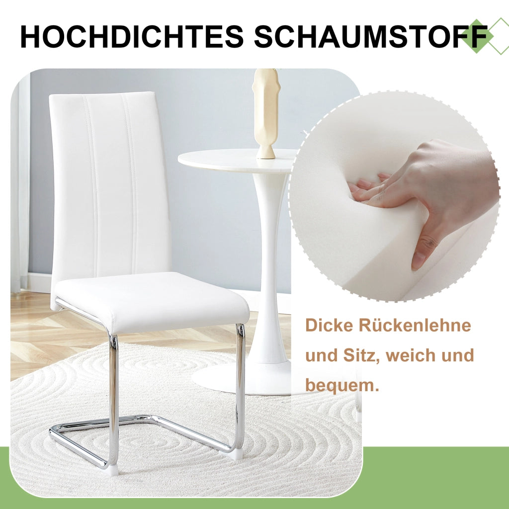 Sedie da Pranzo Imbottite in Ecopelle ¨C MINIMAL ¨C Bianche, Gambe in Metallo, Set 2 Pezzi