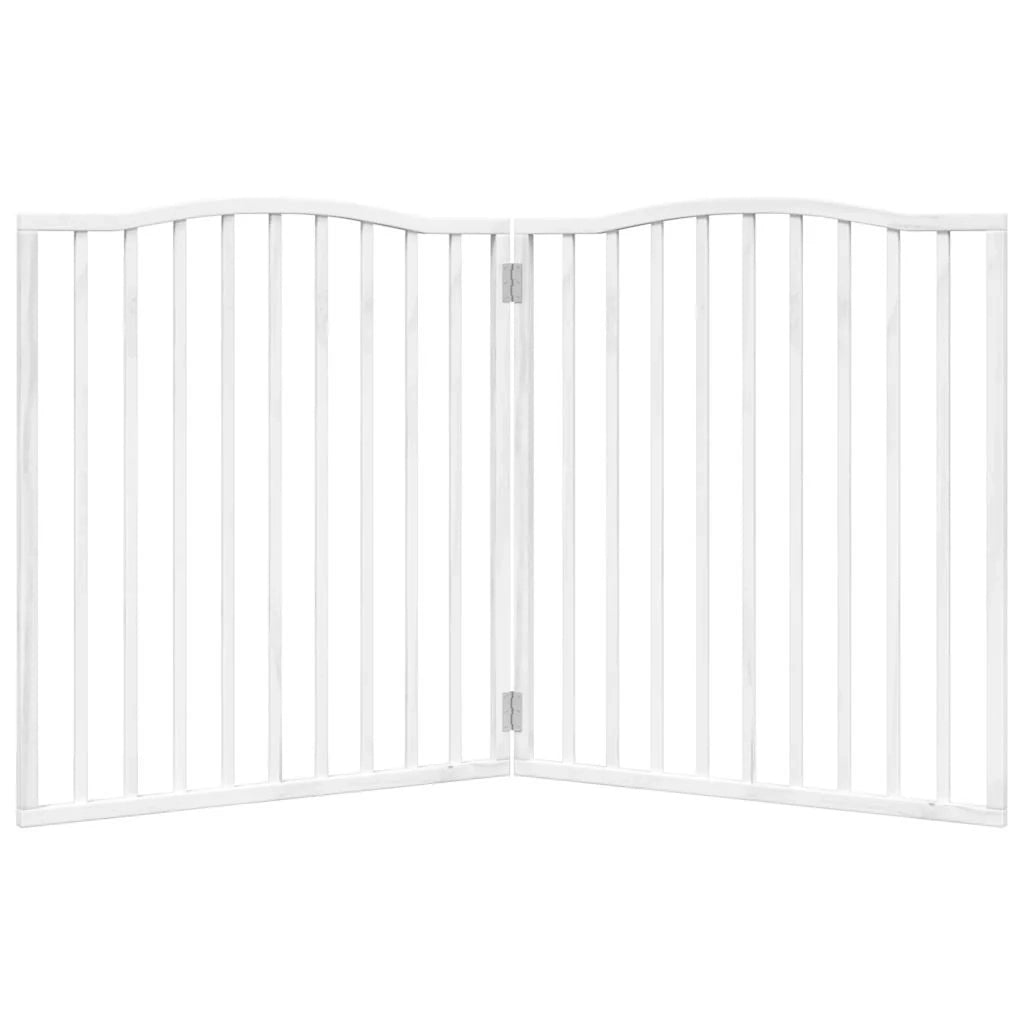 Cancelletto di sicurezza pieghevole per cani a 2 pannelli 160 cm legno di pioppo bianco 02_0023046