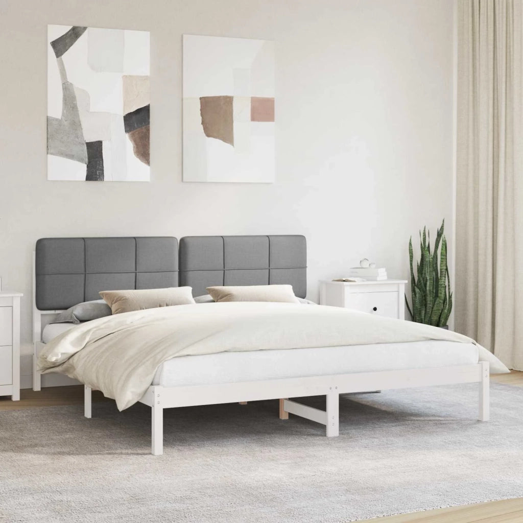 Letto con Testiera Rivestita Grigio chiaro 200 x 200 cm