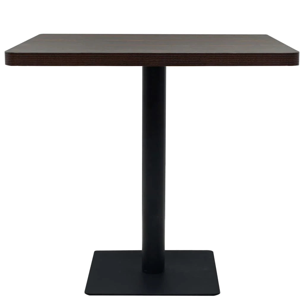 Tavolo alto stile bar/bistrot MDF e acciaio quadrato 80 x 80 cm marrone cenere scuro 0902107