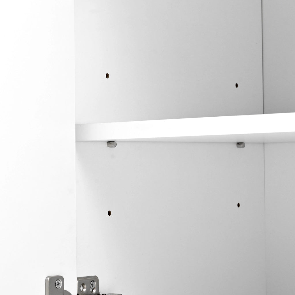Credenza con 4 ante e 4 cassetti in MDF bianco con ripiani regolabili e dettagli dorati 140 × 38 × 82 cm