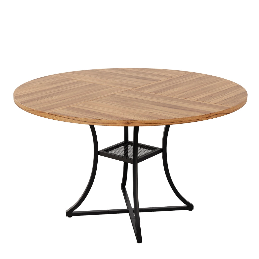 TAVOLO DA PRANZO Rotondo 100 x 100 x 75 cm Rovere noce Nero con ripiano