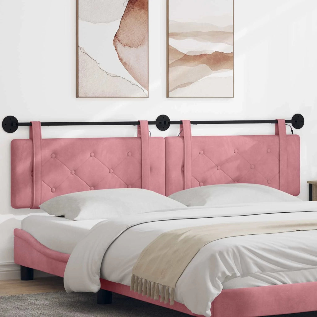Testiera sospesa Con luce LED Rosa Velluto