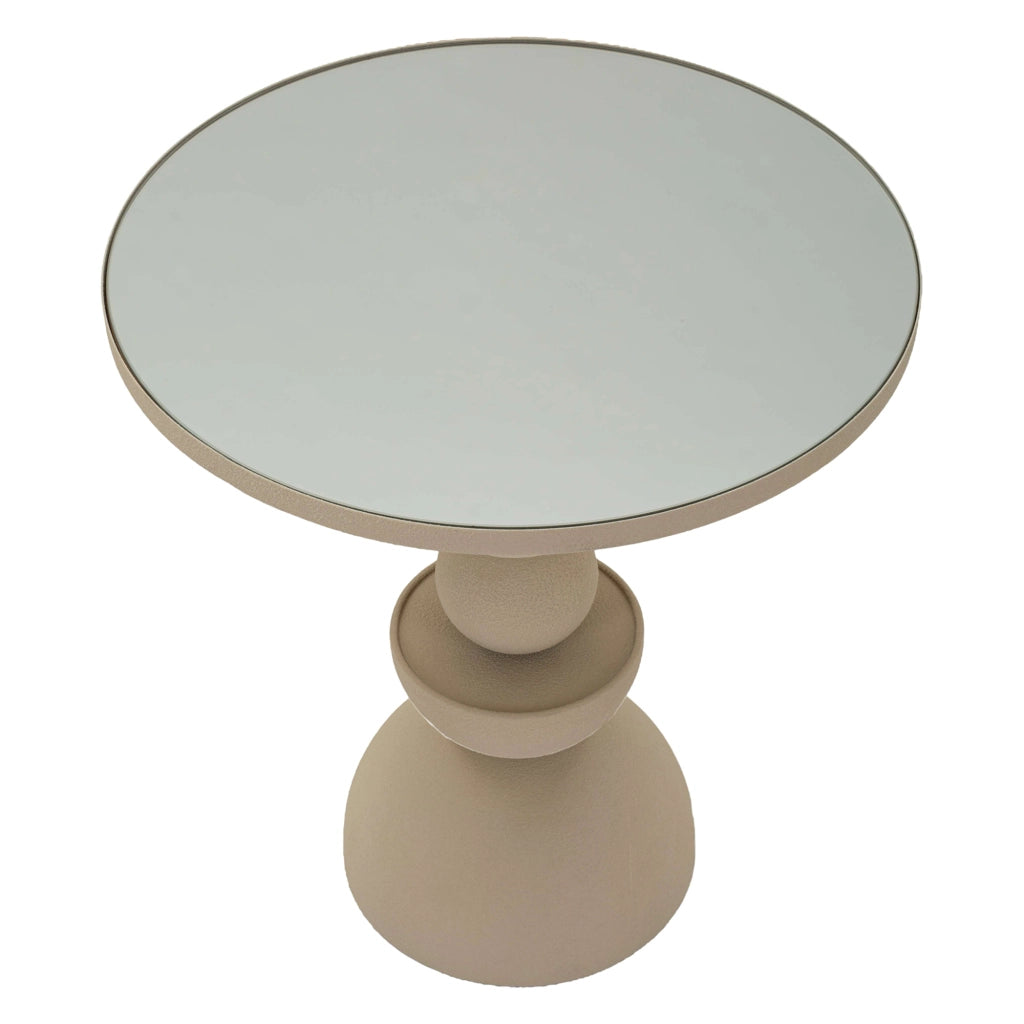 Famefali, Tavolino da Salotto Forma Rotondo, 45x45x50h cm Bianco Crema