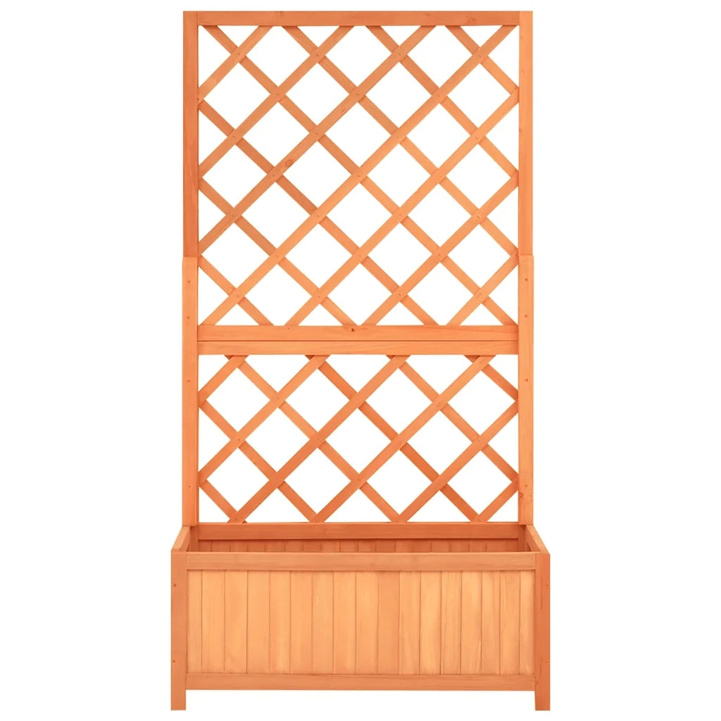Fioriera | Cassetta per fiori | Vaso con Traliccio Marrone 70x30x135cm in Massello di Abete