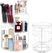 Organizzatore cosmetico, ripostiglio rotante 360°, cassetta di conservazione per cosmetici per scrivania, comodino, bagno, camera da letto, contenitore trasparente in plastica