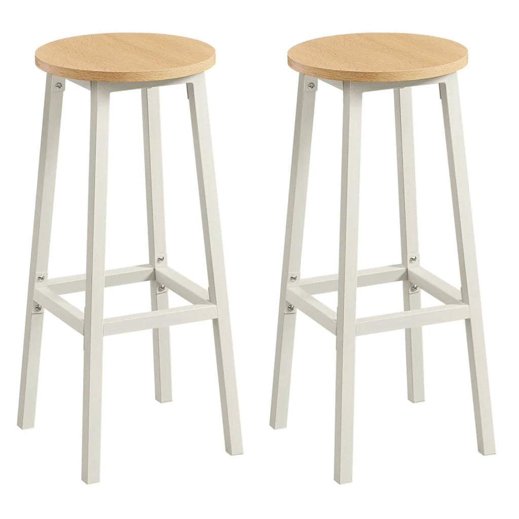 Set di 2 sgabelli da bar seduta alta struttura in metallo facile da montare altezza 74 cm poggiapiedi per cucina soggiorno sala da pranzo beige 12_0007752