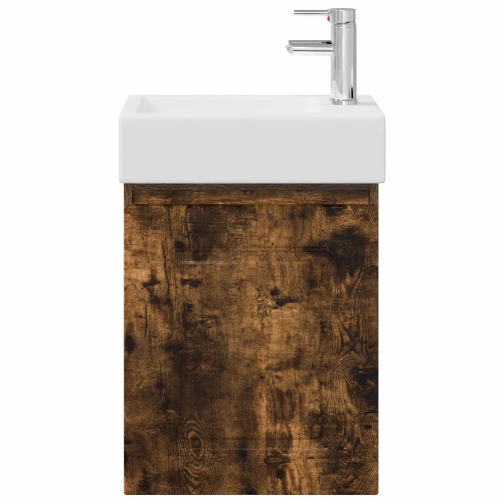 Mobile bagno con rubinetto Rovere Fumo 45,5 x 22,5 x 84 cm 889476