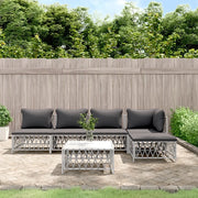 Set Salotto da Giardino 6 pz con Cuscini in Acciaio Bianco