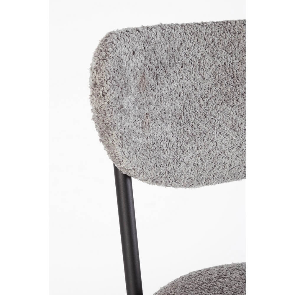 Set di 2 Sedie Imbottite in Tessuto Bouclé con Gambe in Acciaio - BEATRICE