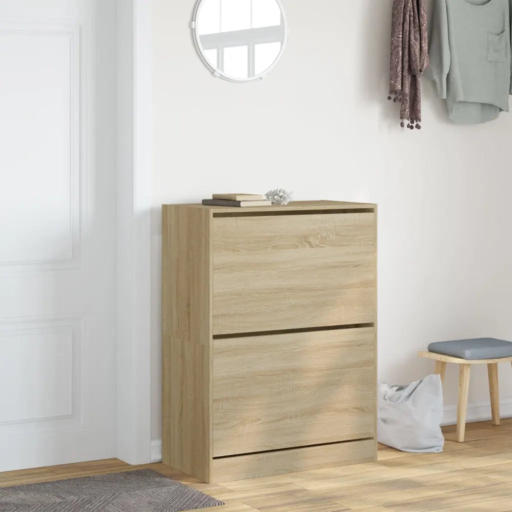 Scarpiera 2 Cassetti Ribaltabili Rovere Sonoma 80x42x108 cm 3214401