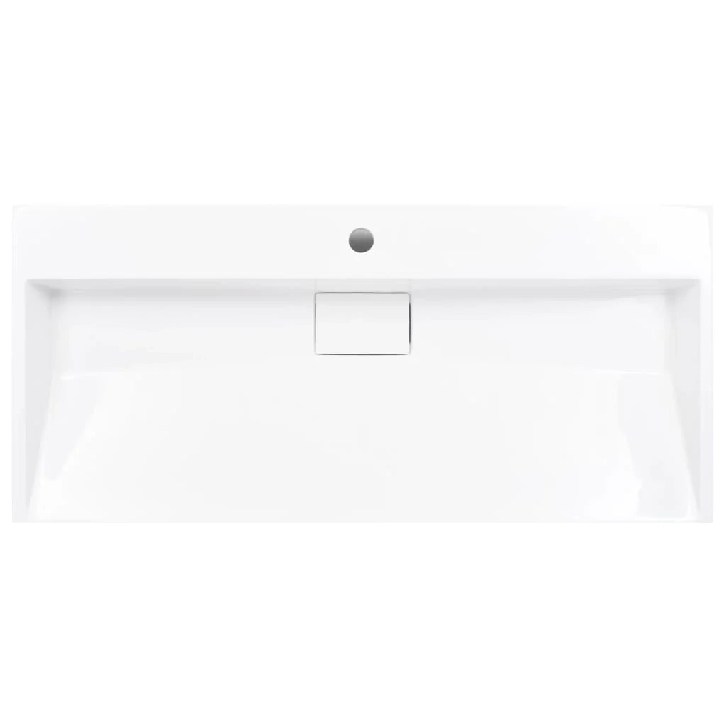 Lavamani lavabo lavabo da appoggio lavabo da montare interno bagno doccia cabina WC casa 100 x 46 cm colata minerale bianco 02_0002635