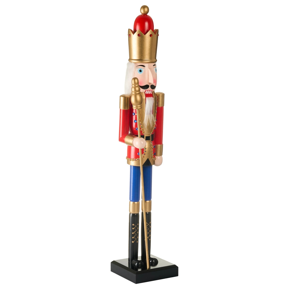 Statuetta schiaccianoci in legno di pino Decorazione natalizia con bocca apribile Fatto a mano Rosso decorazione natalizia Rosso