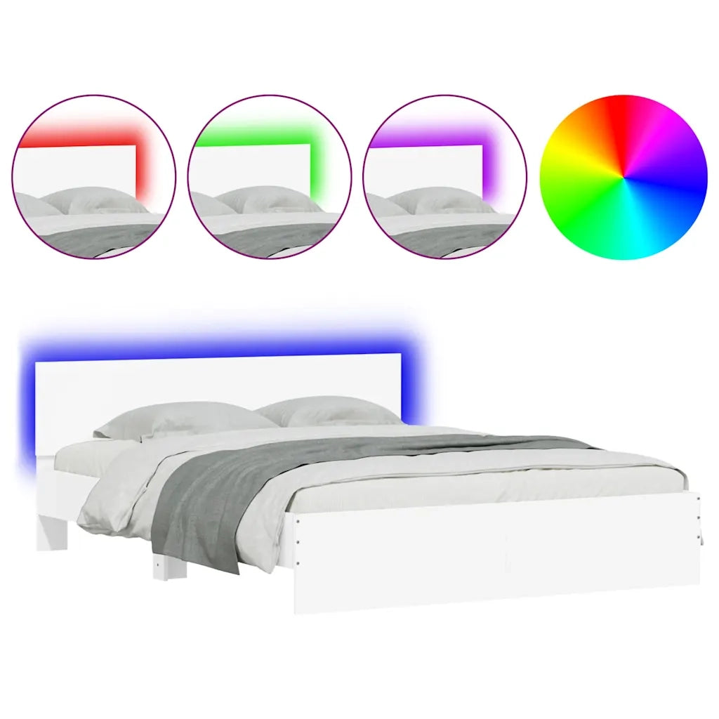 Giroletto con Testiera e LED-Struttura Letto con testiera Bianco 150x200 cm 335007