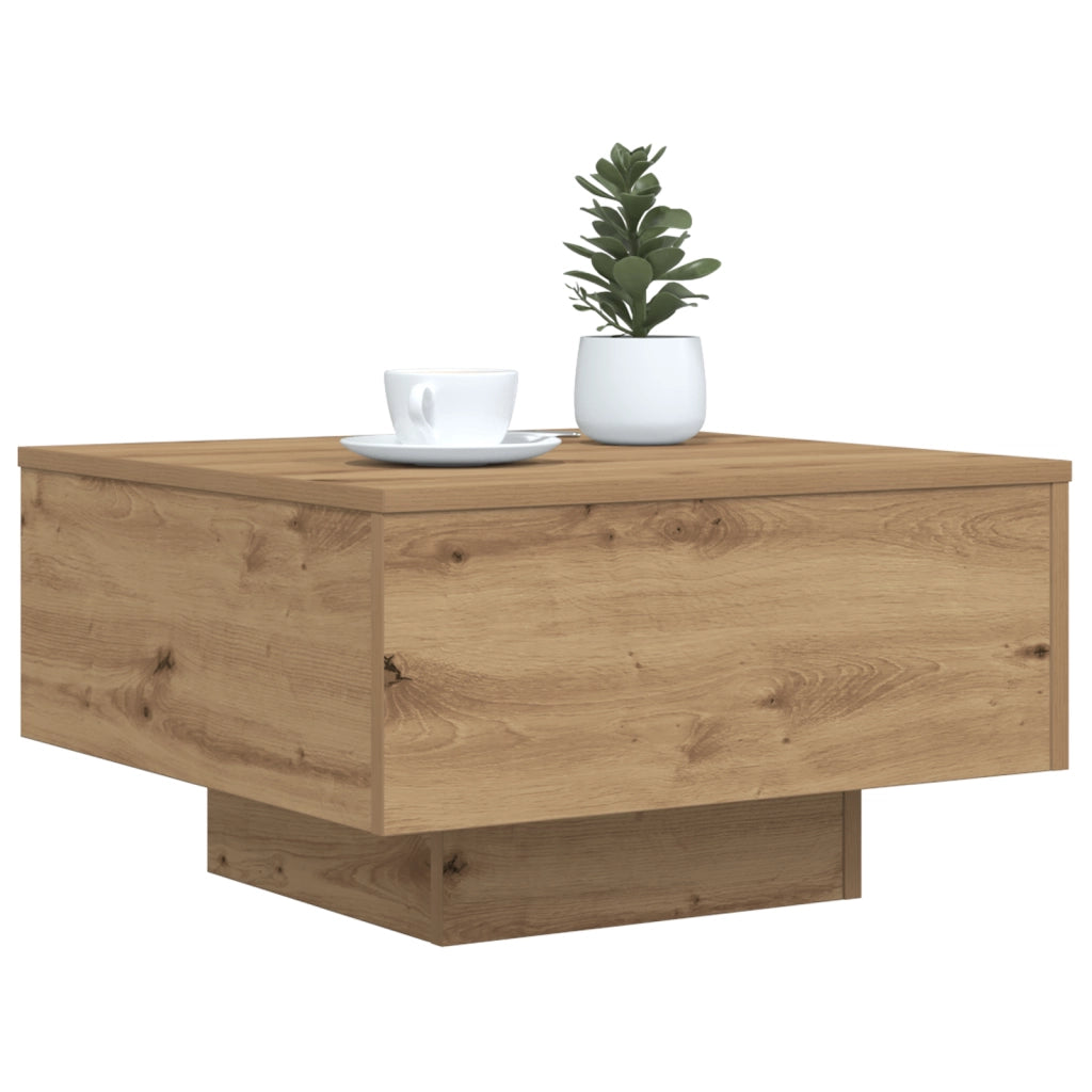 Tavolino da caffÃ¨  con luci LED Rovere Artigianale 55x55x31 cm
