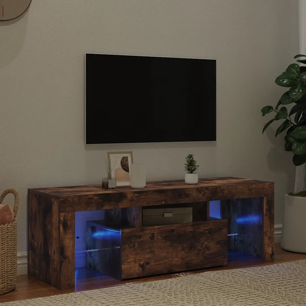 Mobile TV | Armadietto TV | Mobile Porta TV con Luci LED Rovere Fumo 120x35x40 cm
