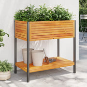 Fioriera con Ripiano 80x45x80 cm in Legno Acacia e Acciaio 367617