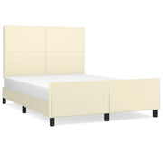 Letto matrimoniale | Letto per adulti | Giroletto con Testiera Crema 140x190 cm in Similpelle