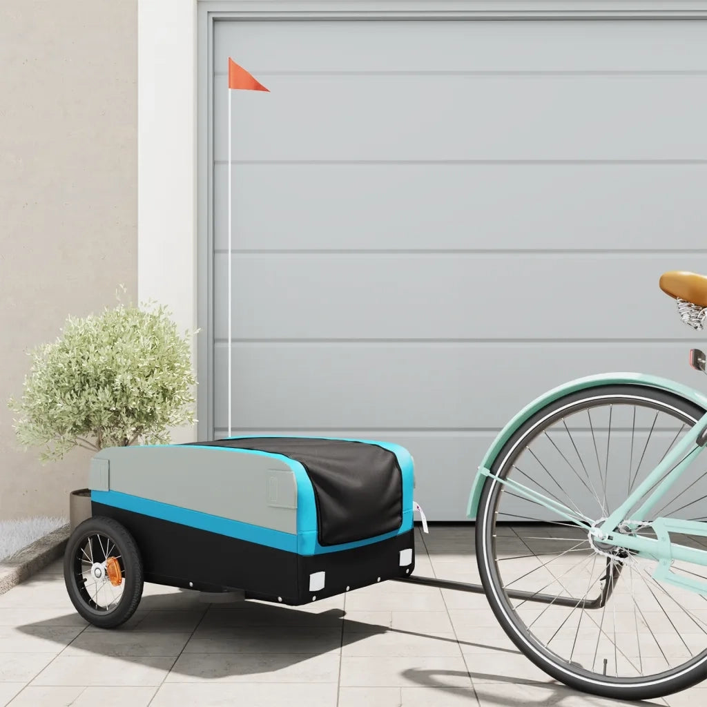 Rimorchio da Bici Nero e Blu 30 kg in Ferro 94037