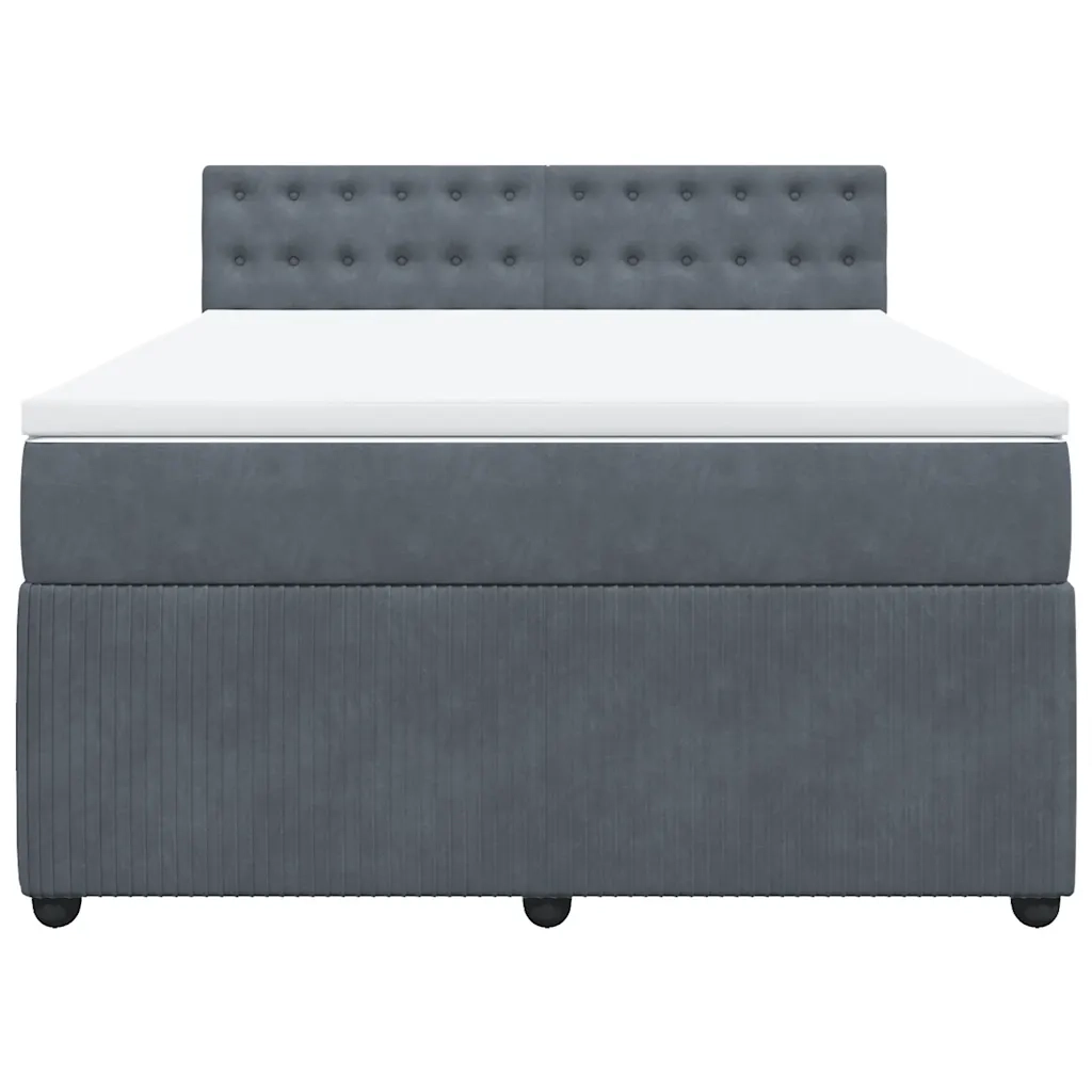 Giroletto a Molle con Materasso Grigio Scuro 140x200 cm Velluto