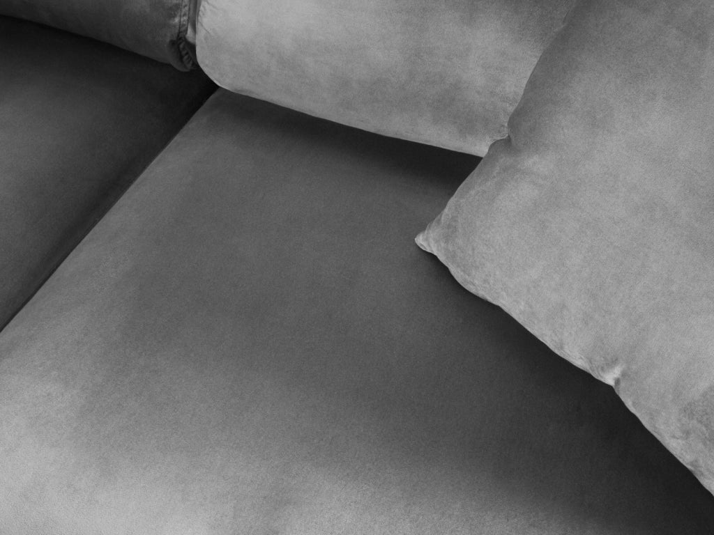 Cosmopolitan Design - Divano convertibile angolare sinistro con contenitore "Kyoto" 5 posti in velluto grigio chiaro 
