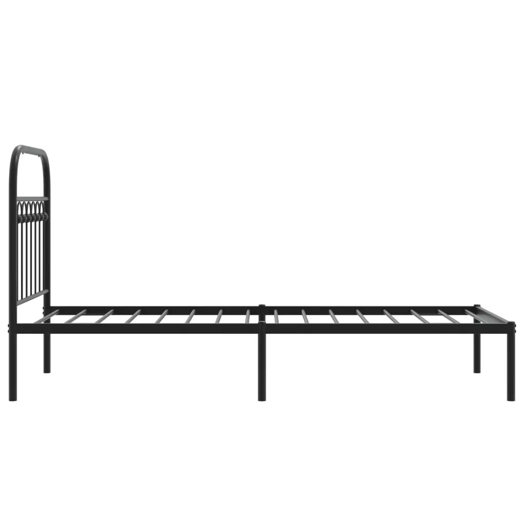 Giroletto con Testiera in Metallo Nero 80x200 cm 376591