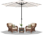 Parasole da giardino - 350CM - Parasole - Esterno - con LED - UV50+ - Impermeabile - Parasole da balcone - Parasole a vento - Beige