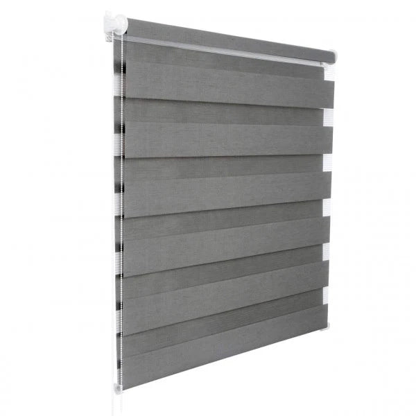 Tenda a rullo zebrata giorno e notte per finestre trasparenti o oscuranti effetto legno 70x150cm grigio 19_0000812