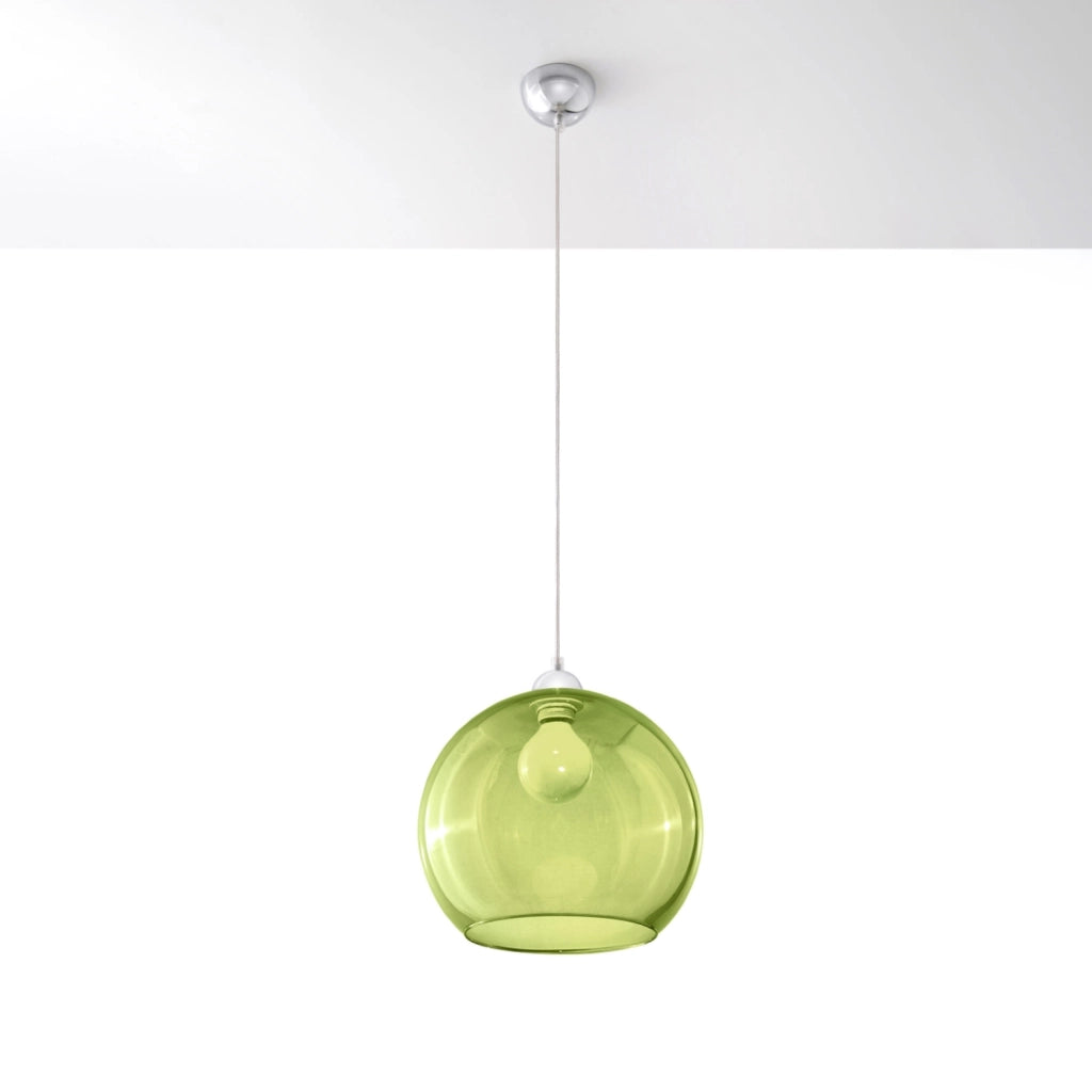 Lampada a sospensione Rotund verde vetro cromata E27