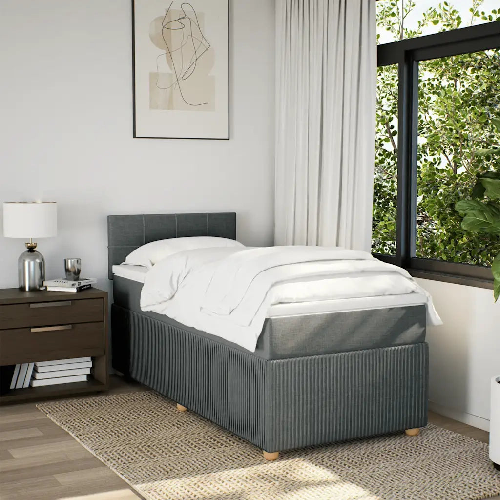 Giroletto a Molle con Materasso Grigio Scuro 90x190 cm Tessuto