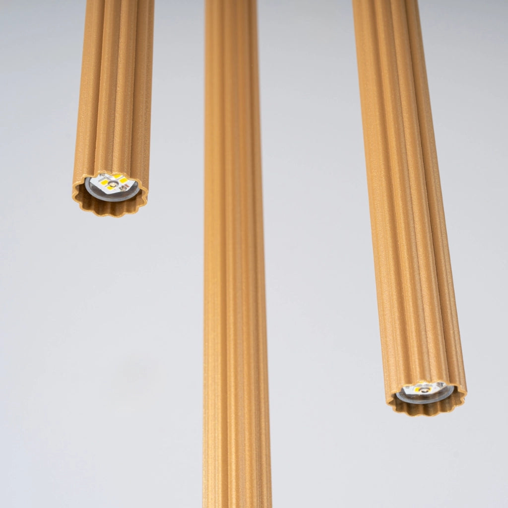 Lampada a sospensione tubolare rigata oro ZENTRA 3 G9