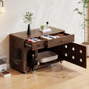 Mobile copriletteriera per gatti in MDF noce 100×45×66 cm