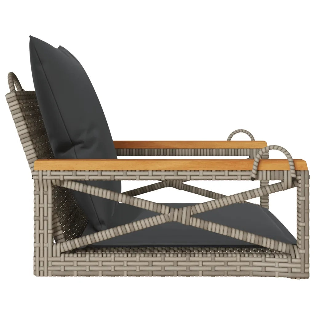 Panca da Giardino | Panchina Dondolo con Cuscini Grigia 63x62x40 cm in Polyrattan