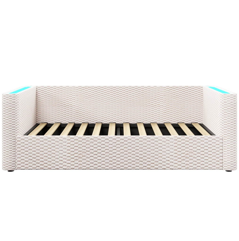 Divano letto 90x200 cm con contenitore idraulico e LED in velluto