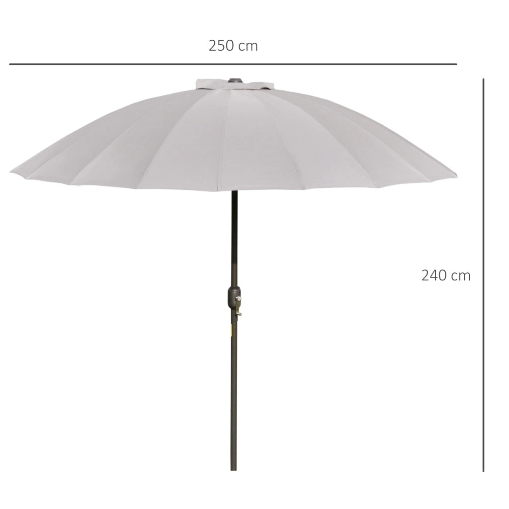 Ombrellone Rotondo Ø250x240 cm a 18 Stecche in Metallo e Poliestere Grigio