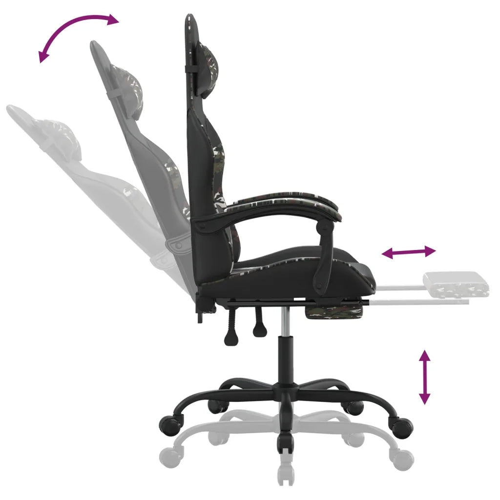 Sedia da Gaming con Poggiapiedi Nero e Mimetico in Similpelle 3143865